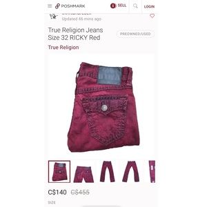 True Religion Mens Jeans Size 36